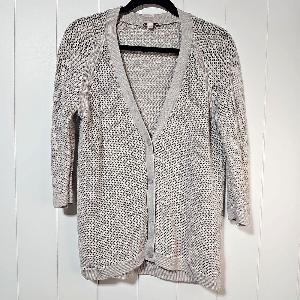 Gap Womens Linen Cotton Open Knit Cardigan Medium Beachy Preppy Lightweight